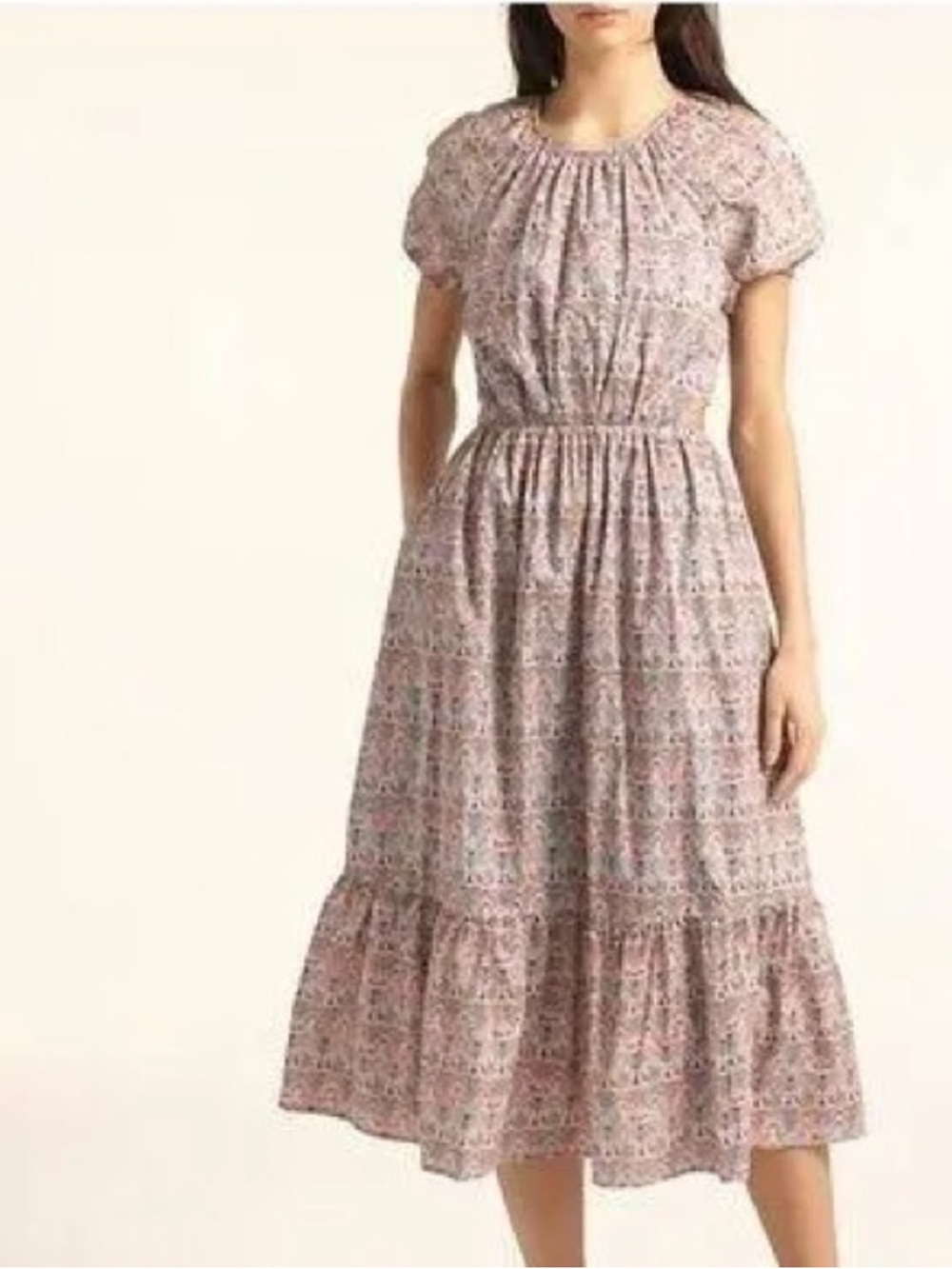 J. Crew Crew Liberty Side Cutout Dress In Giorga Duke Print Size 8 Style# BG128 - Picture 2 of 12